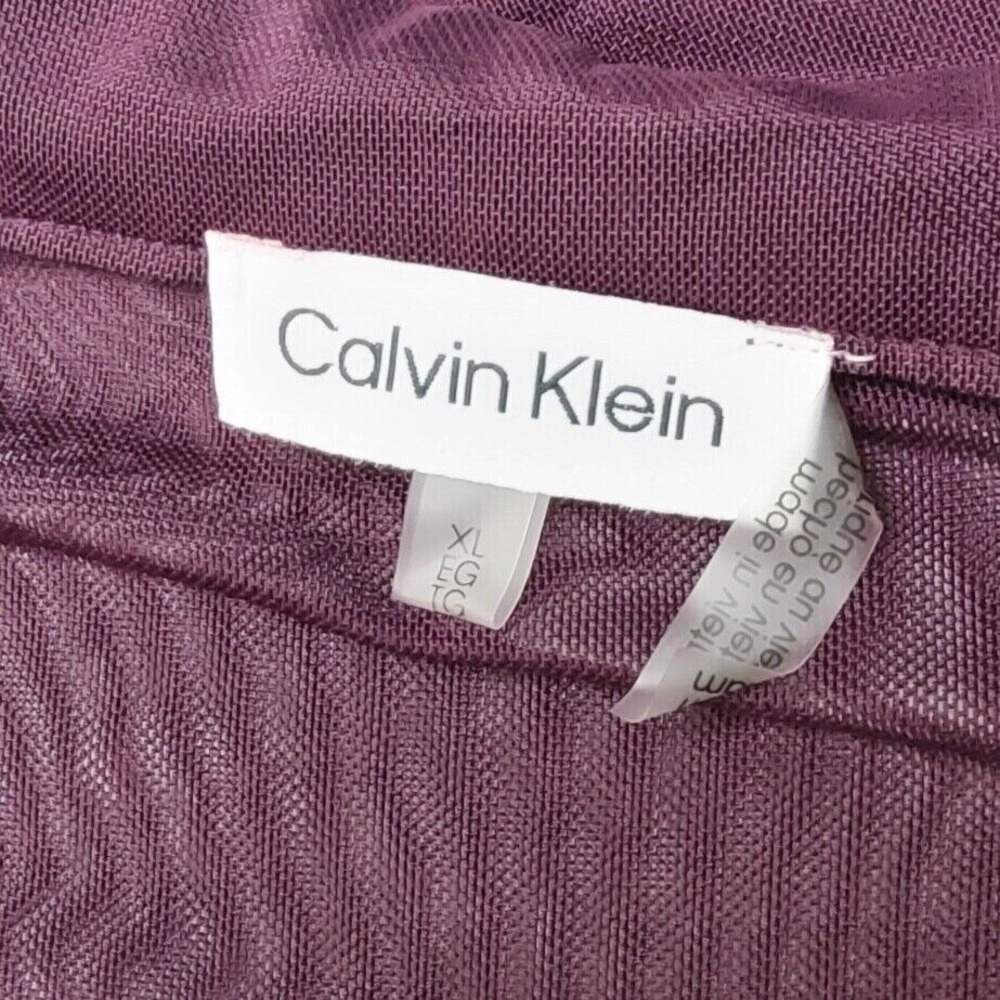 Calvin Klein Top Womens XL Plum Chiffon Long Sleeve Casual Button Up Blouse NWT - Picture 7 of 11